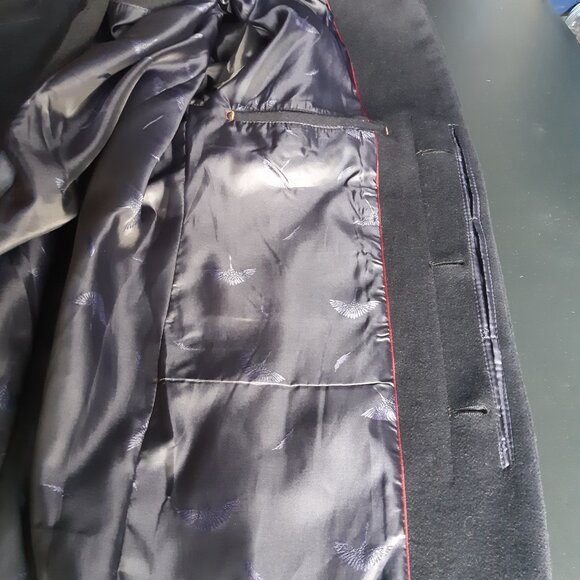 Aptro SZ XL Men's Fully Lined Black Standing Collar Overcoat - Picture 7 of 15